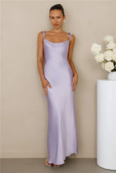 The Penelope Cowl Satin Maxi Dress Lilac