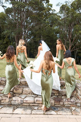 The Samara Satin Maxi Dress Olive