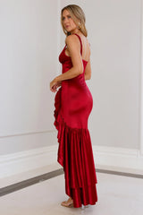 Twilight Luxe Satin Maxi Dress Maroon